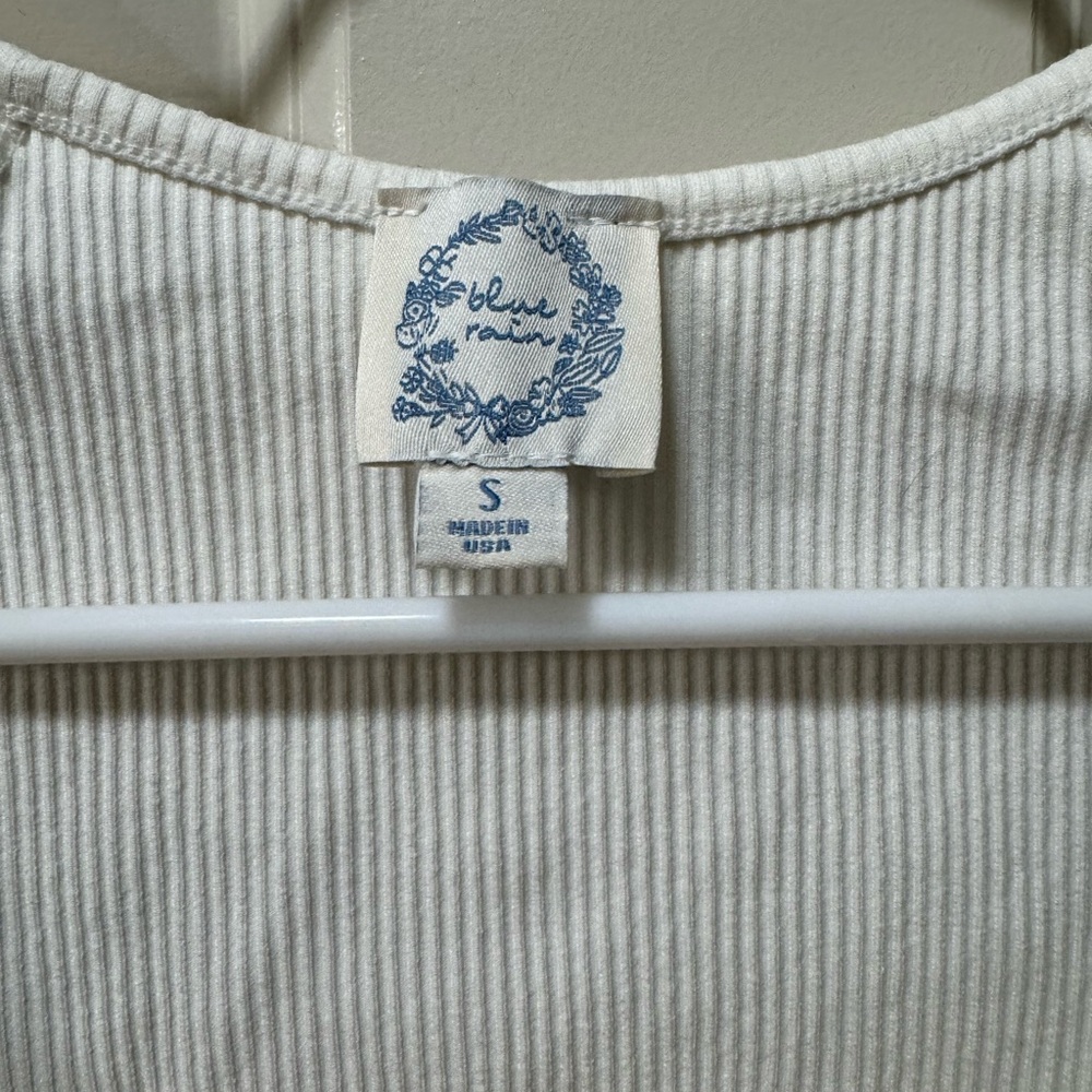Blue Rain Ribbed Crop Top - Picture 2 of 3